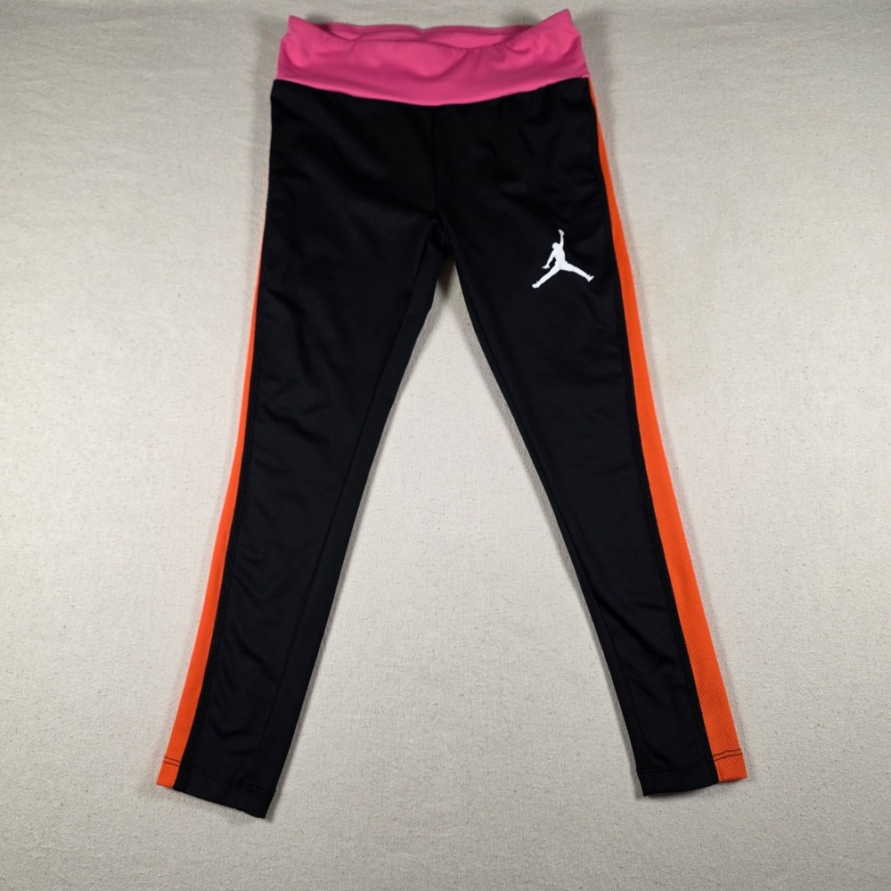 Jordan Girls Black Orange Pink Athletic Leggings B753-023 Size Small 8-10Y